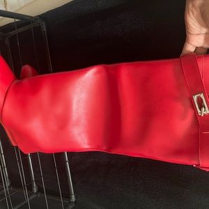 Shark boots red leather